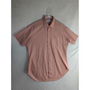Vintage Sears Dress Shirt Mens 17.5 Perma-Prest Salmon Pink Button Down True